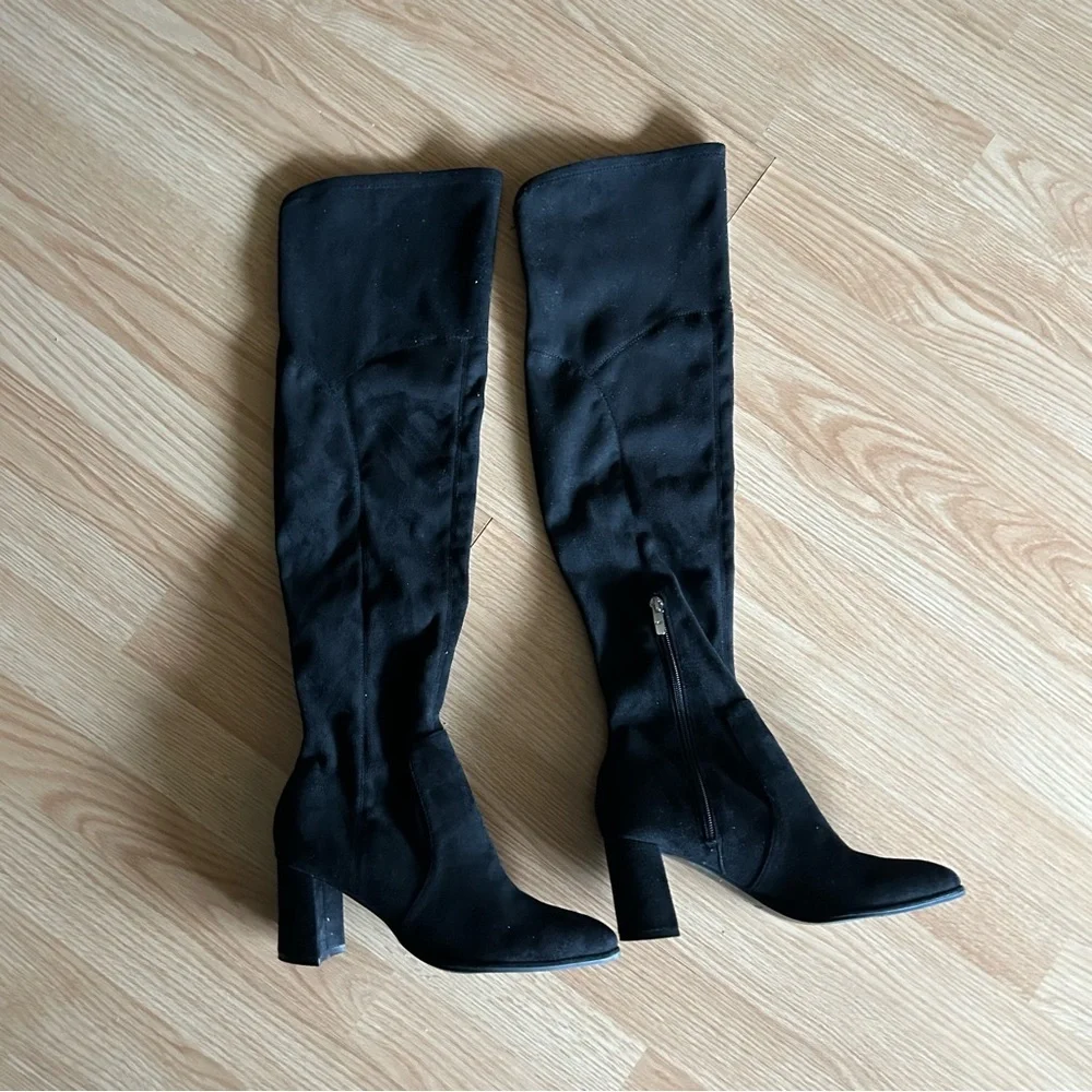 Marc Fisher Black Suede Over the Knee Boots 8M